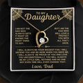 Gold hollow heart pendant necklace presented in an open flip gift box with a card.