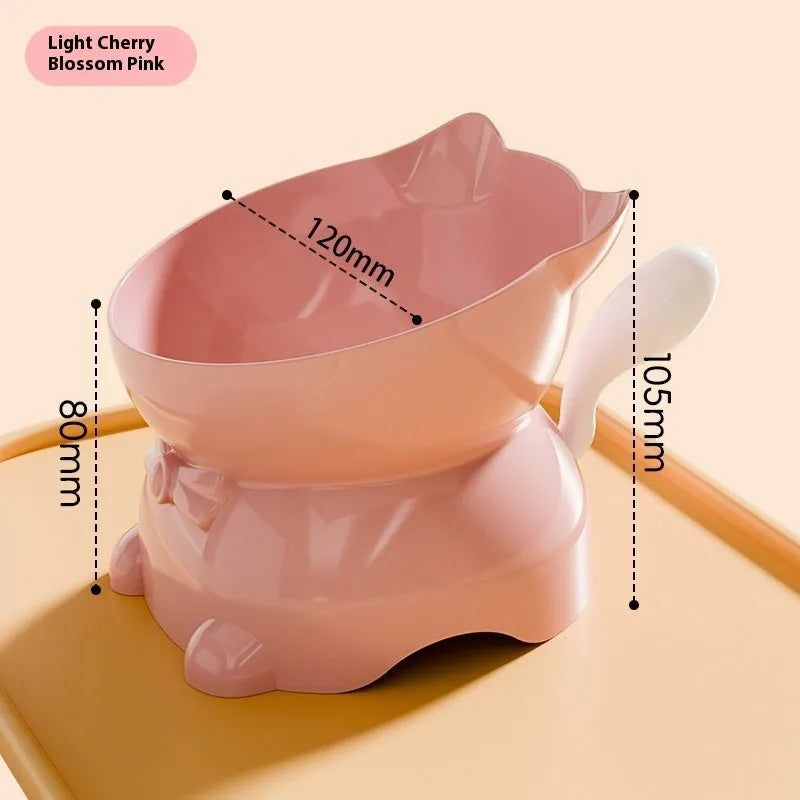 Stainless steel oblique anti-fall cat bowl in choice of colours on a non-slip base.