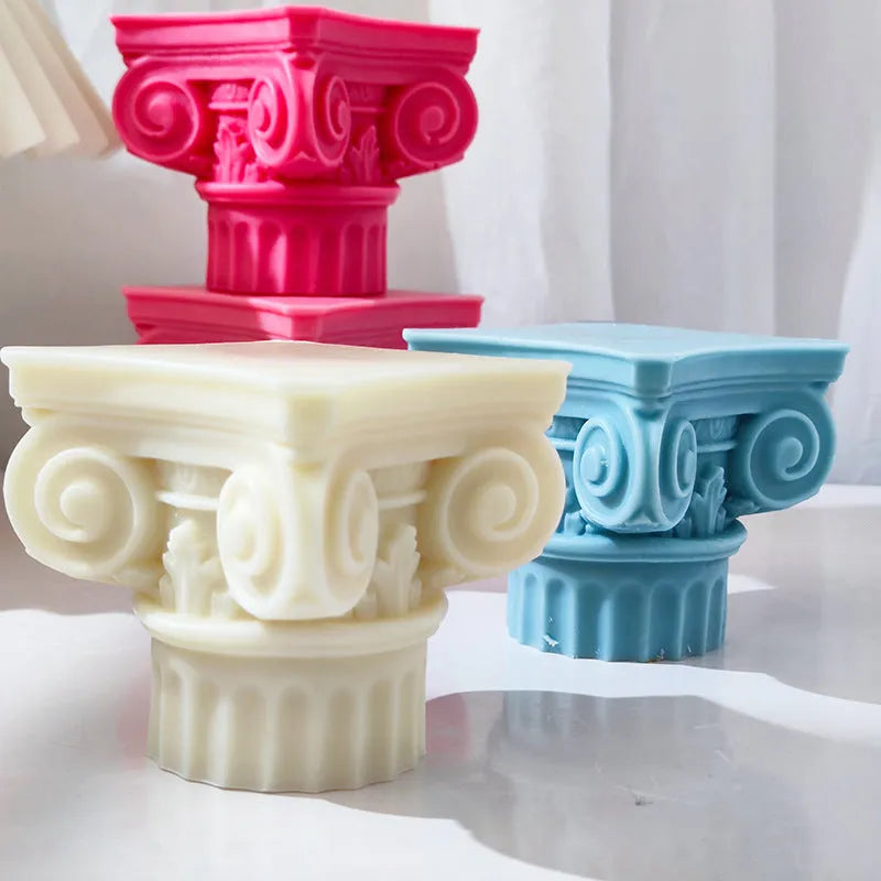 21.5cm tall Roman pillar silicone mould for candles and crafts in modern simplicity style