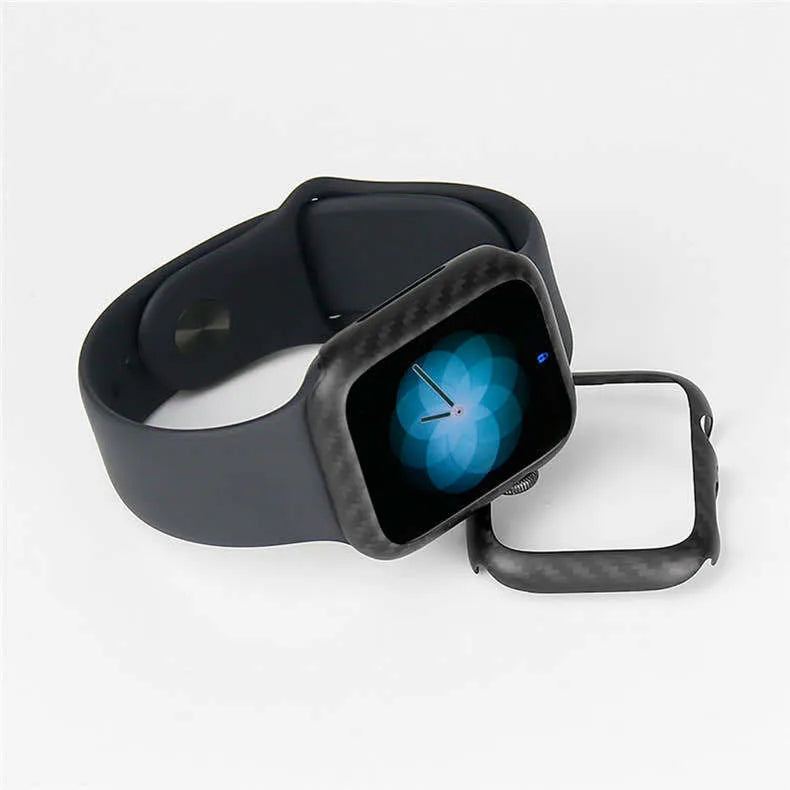 Bright black half wrap leather case on a 44mm Apple Watch 4