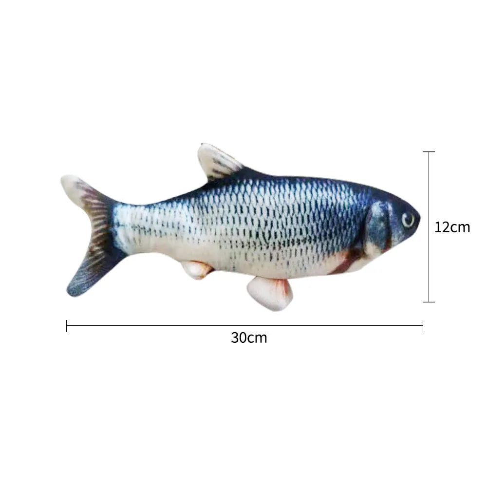 USB rechargeable electric jumping fish simulation cat toy, 30 cm long in multicolor options.