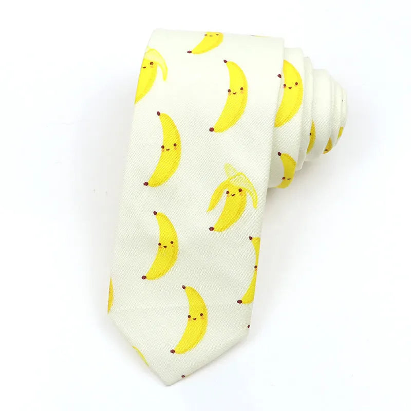 Narrow cotton bow tie with cartoon print pattern in assorted colour codes for men casual wear