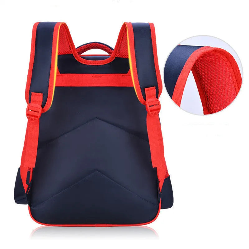 Blue cartoon anime print children's school backpack with pencil case