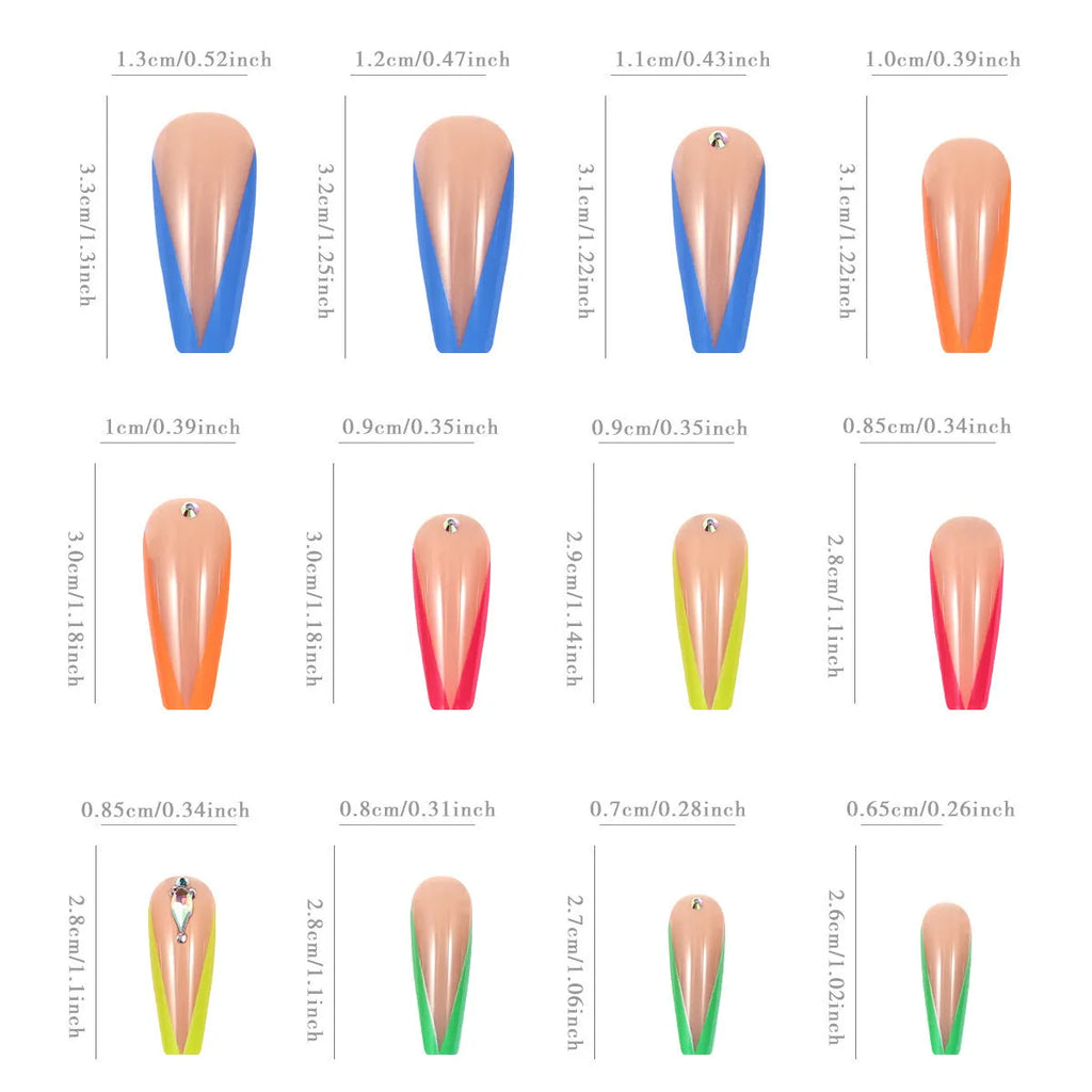 Detachable diamond colour French nail tips with cartoon and love pattern armour kit.