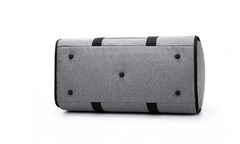 Medium cylinder travel bag in black with Oxford cloth water-resistant material and zipper opening