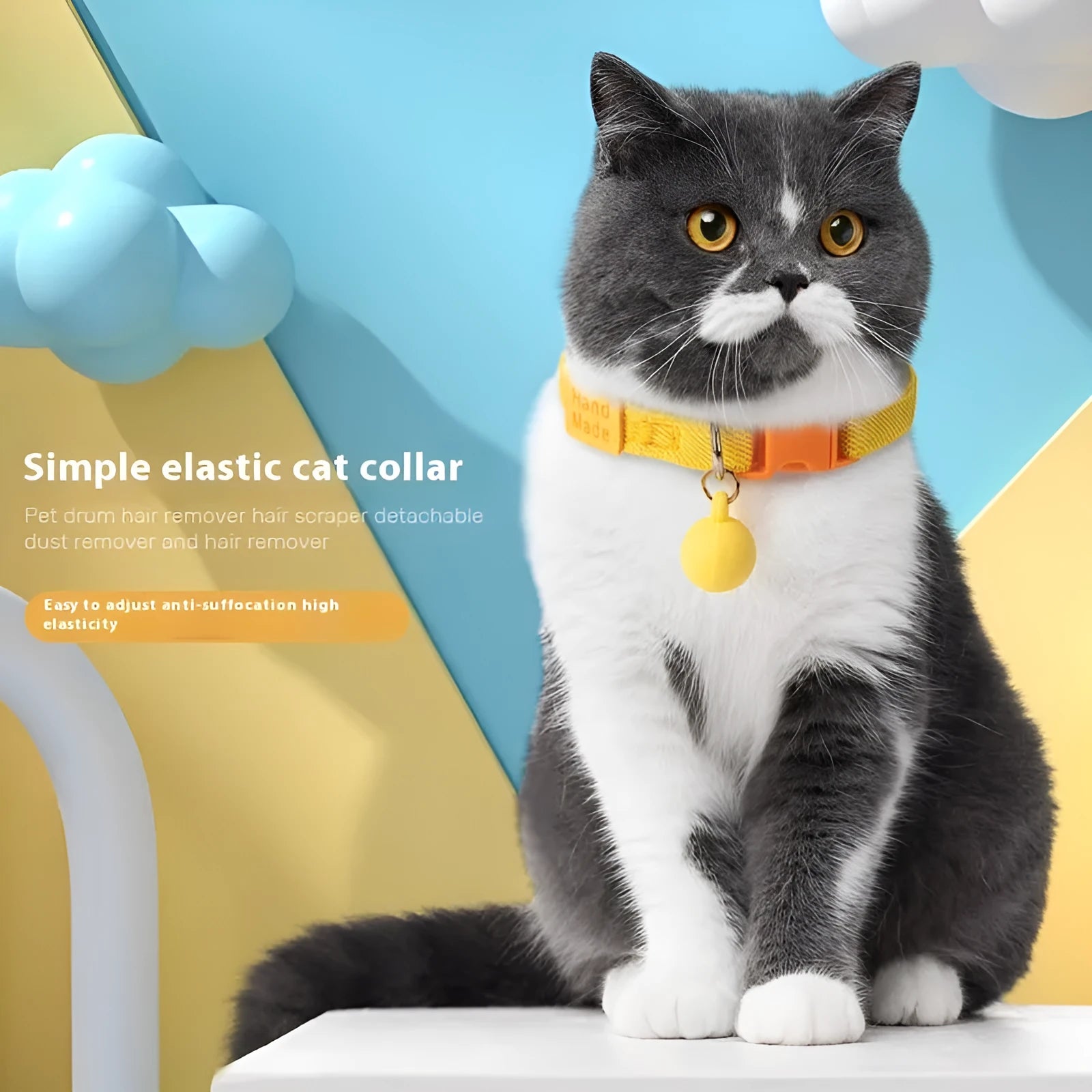 Small high elasticity polyester dog collar shown in one of seven solid colours, adjusted for a 22-32cm neck.