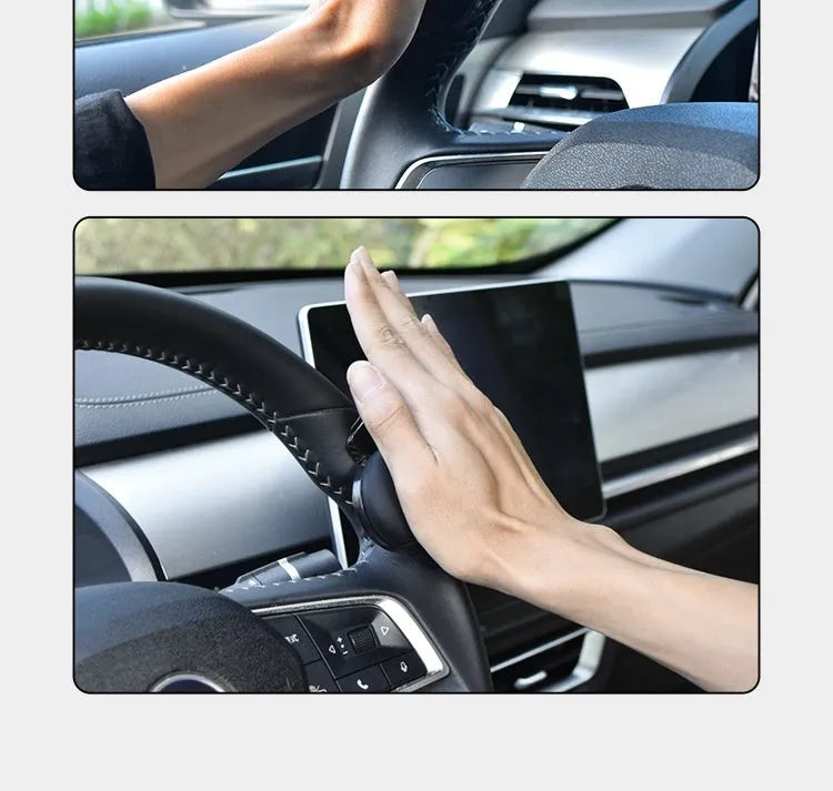 Steering wheel assist ball with silicone exterior and metal bearing for single-hand driving control