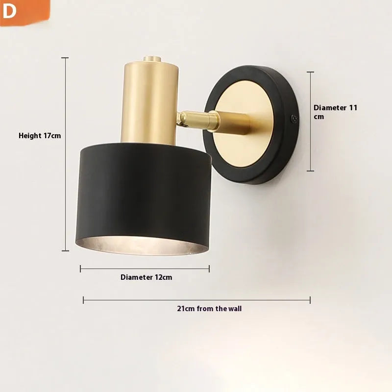 Nordic-style iron wall lamp with adjustable light colours for bedside or living room use