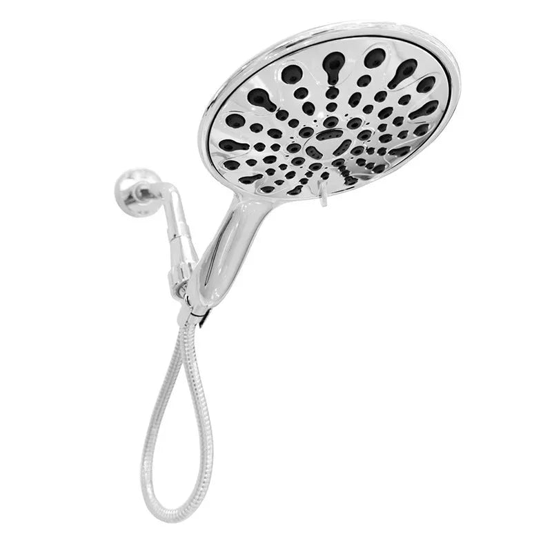 Portable six-function handheld shower head with chrome electroplated finish