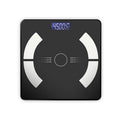 Smart Bluetooth rechargeable body fat scale in white, black or pink colours on bathroom floor