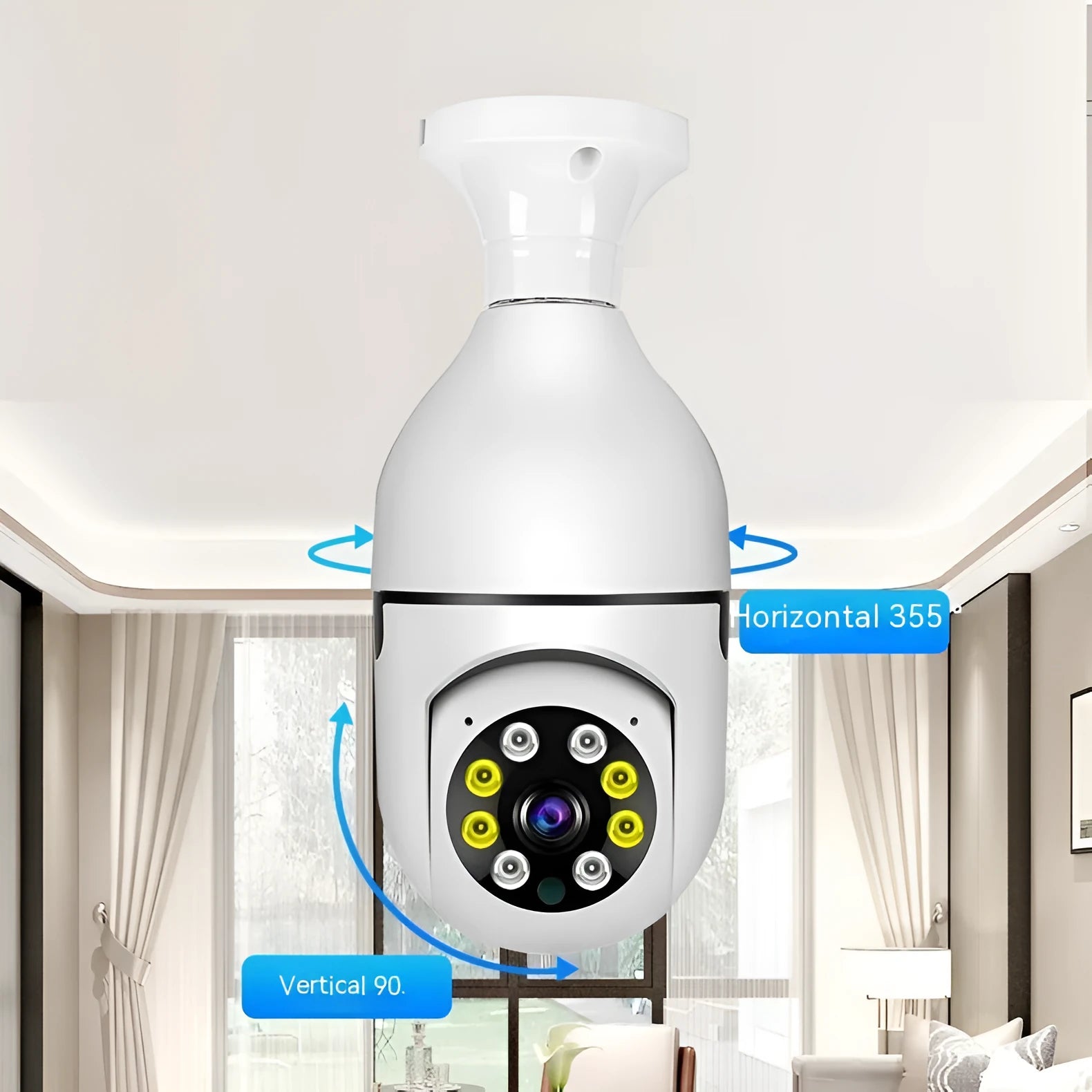 Wireless Wifi bulb security camera for lamp holders with 1080p full colour night vision