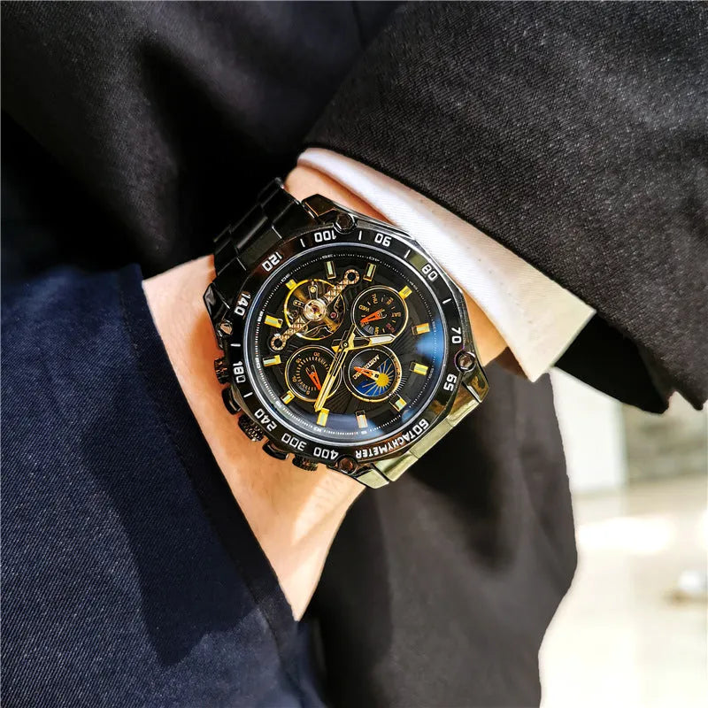 Automatic mechanical watch for men with 12mm stainless steel case in various colour combinations