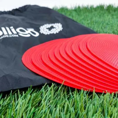 Soft TPE football landmark pad disc in bright colour for soccer training drills on grass field