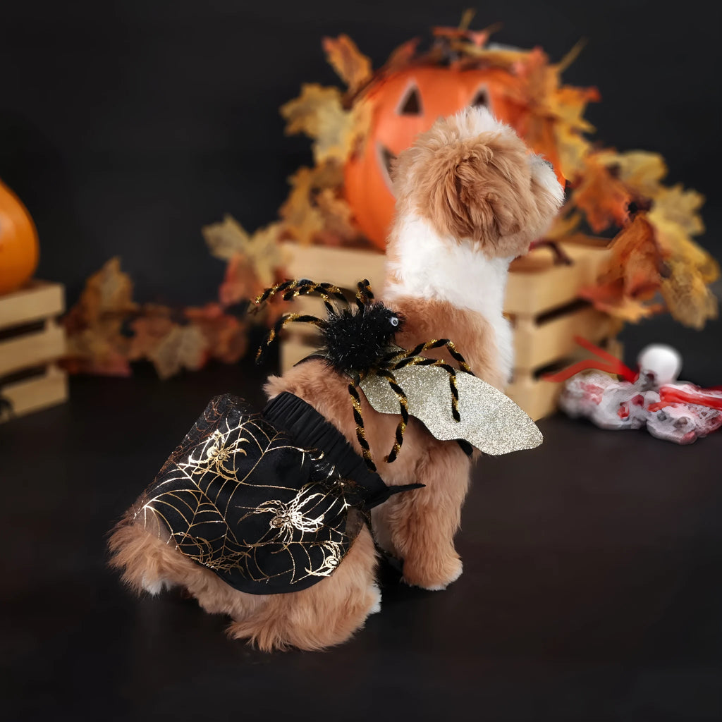 Dog wearing polyester Halloween costume suit in suit colour, available in S M L XL sizes