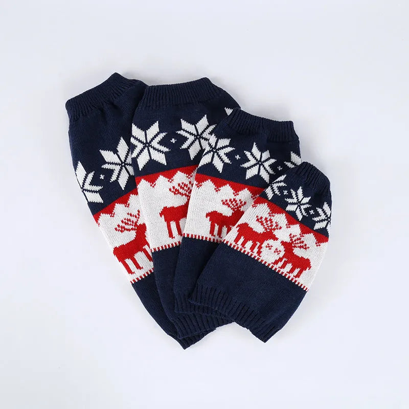 Navy blue knitted Christmas sweater for dogs in European American style pet clothing