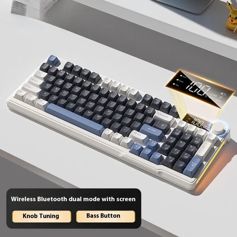 Wireless Bluetooth keyboard and mouse combo in blue white colour with compact design and ball-shaped keycaps