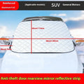 Aluminium foil winter car cover with magnets and reflective strips for SUV front windshield protection