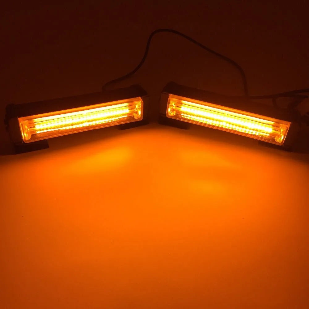 Yellow two middle net strobe warning light with aluminium alloy construction for vehicle emergency lighting