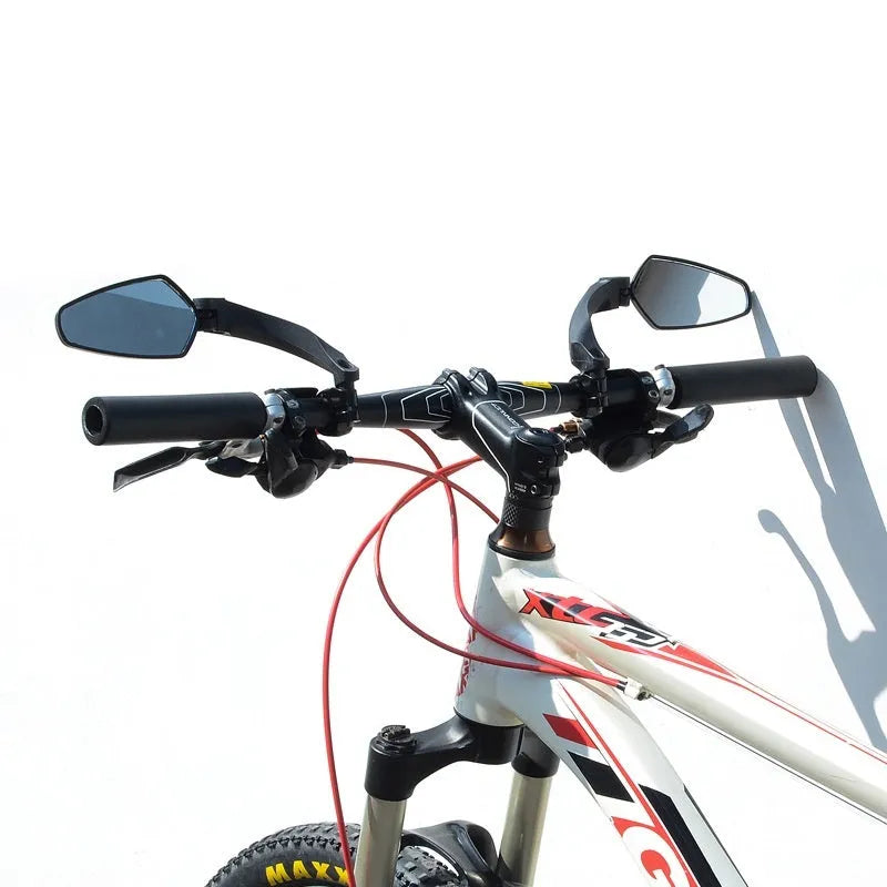 Black acrylic bicycle rearview mirror with rotatable adjustment mechanism