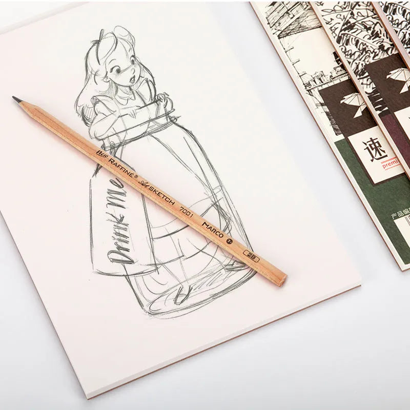 A4 sketch book showing coil binding and glue binding options with paper weight specifications