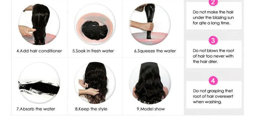 Brazilian Water Wave Headband Human Hair Wig for Ladies Medium Long Hair 8-18 Inch Lengths Can Be Dyed Any Skin Colour Photo Colour Natural Look