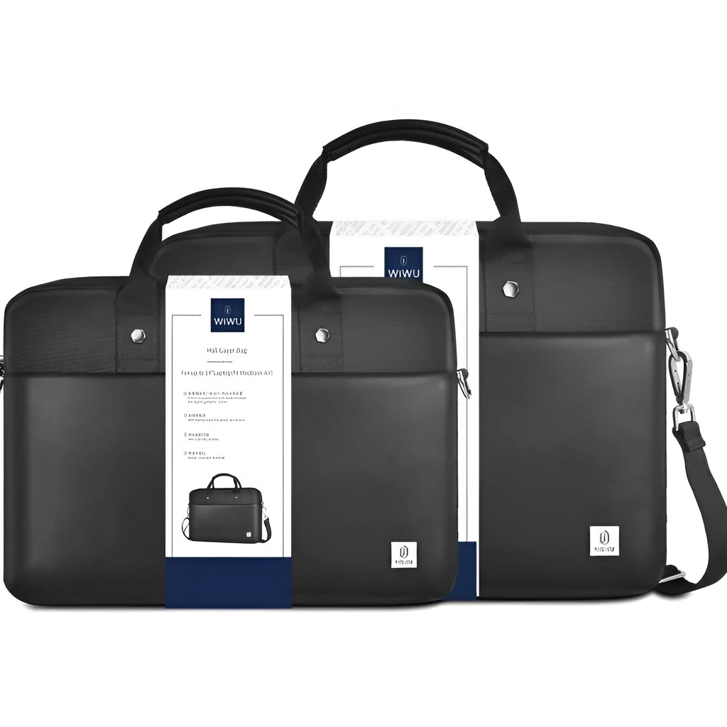 Black Oxford cloth laptop backpack showing multiple compartments and a separate padded laptop section.