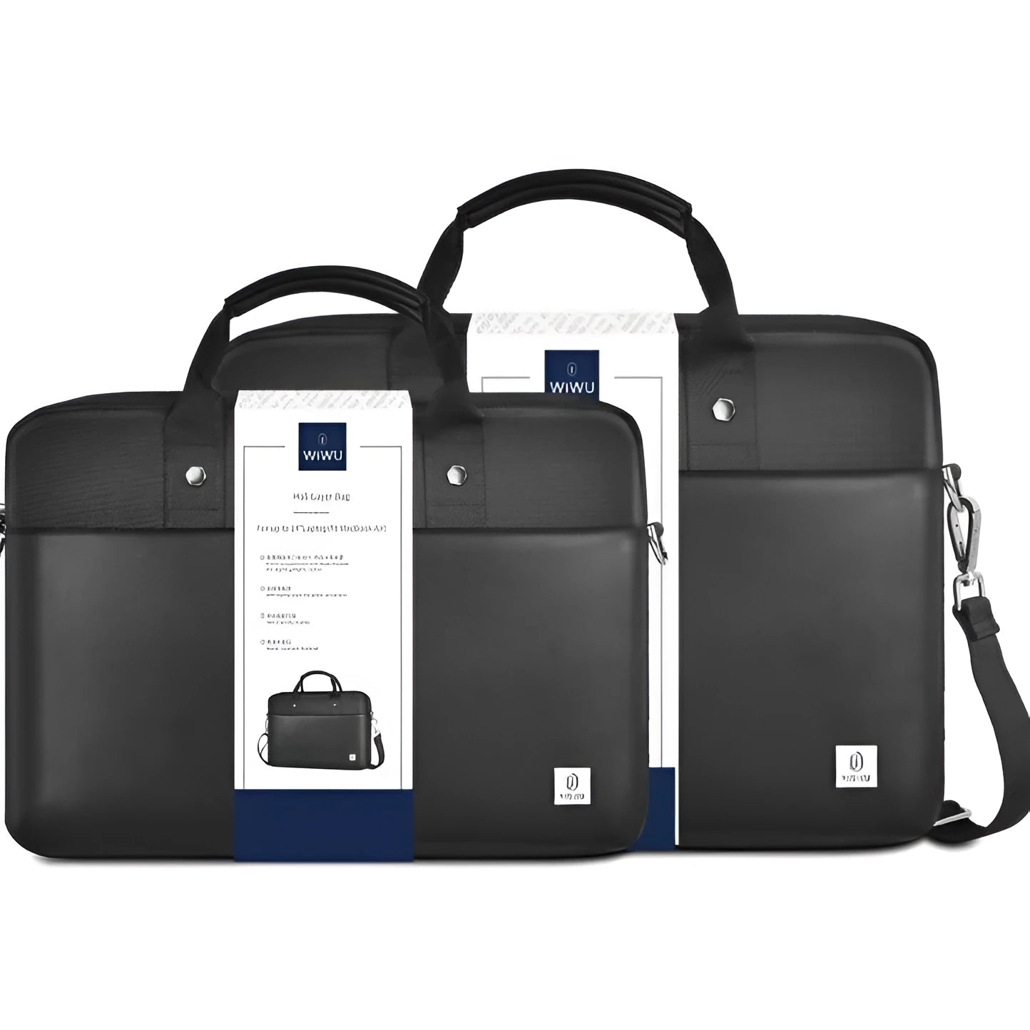 Black Oxford cloth laptop backpack showing multiple compartments and a separate padded laptop section.