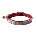 Flannel elastic buckle cat collar in six colour options showing gang drill pattern and dimensions