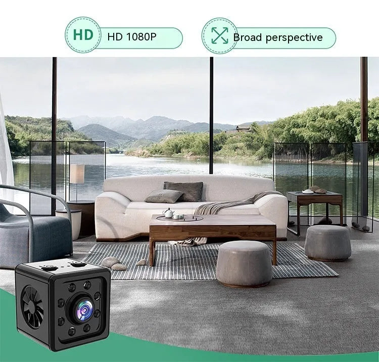 Black cube-shaped K13 network sports camera with mounting bracket