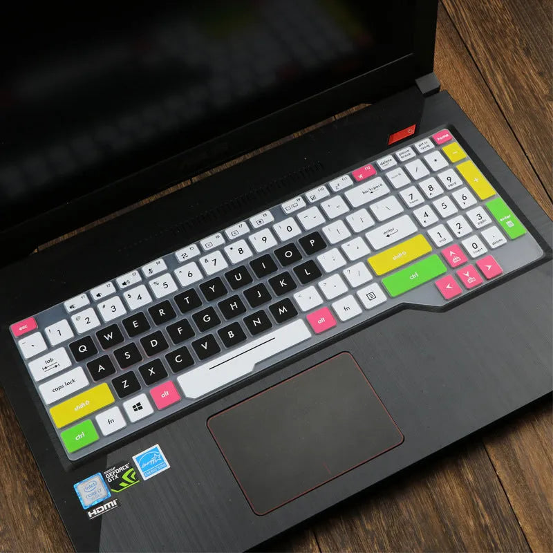 ASUS Flight laptop keyboard protective film cover in multiple colour options on a laptop.