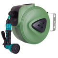 Automatic retractable hose reel with 10 metre PVC water pipe in compact drum for car washing