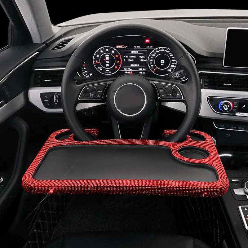 Car steering wheel diamond inlaid dining table with water drill craftsmanship in multi-colour options
