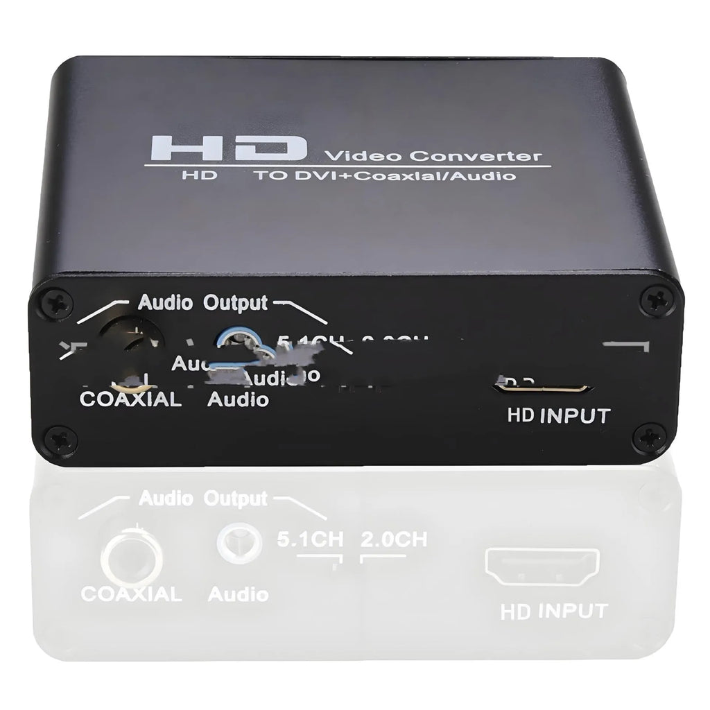 Black HDMI to DVI converter with coaxial audio output and 1.5 metre cable for 1080p safety monitors