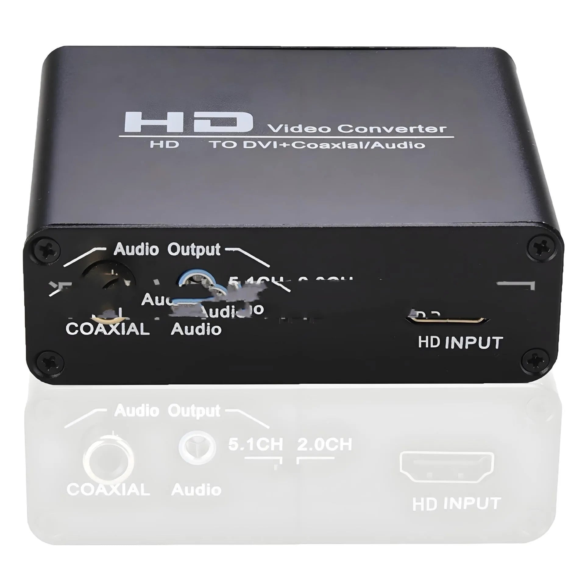 Black HDMI to DVI converter with coaxial audio output and 1.5 metre cable for 1080p safety monitors