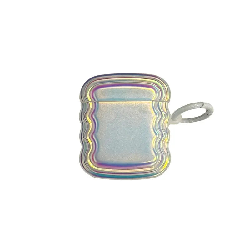 Silicone AirPods case with holographic laser design in magic laser ring colour