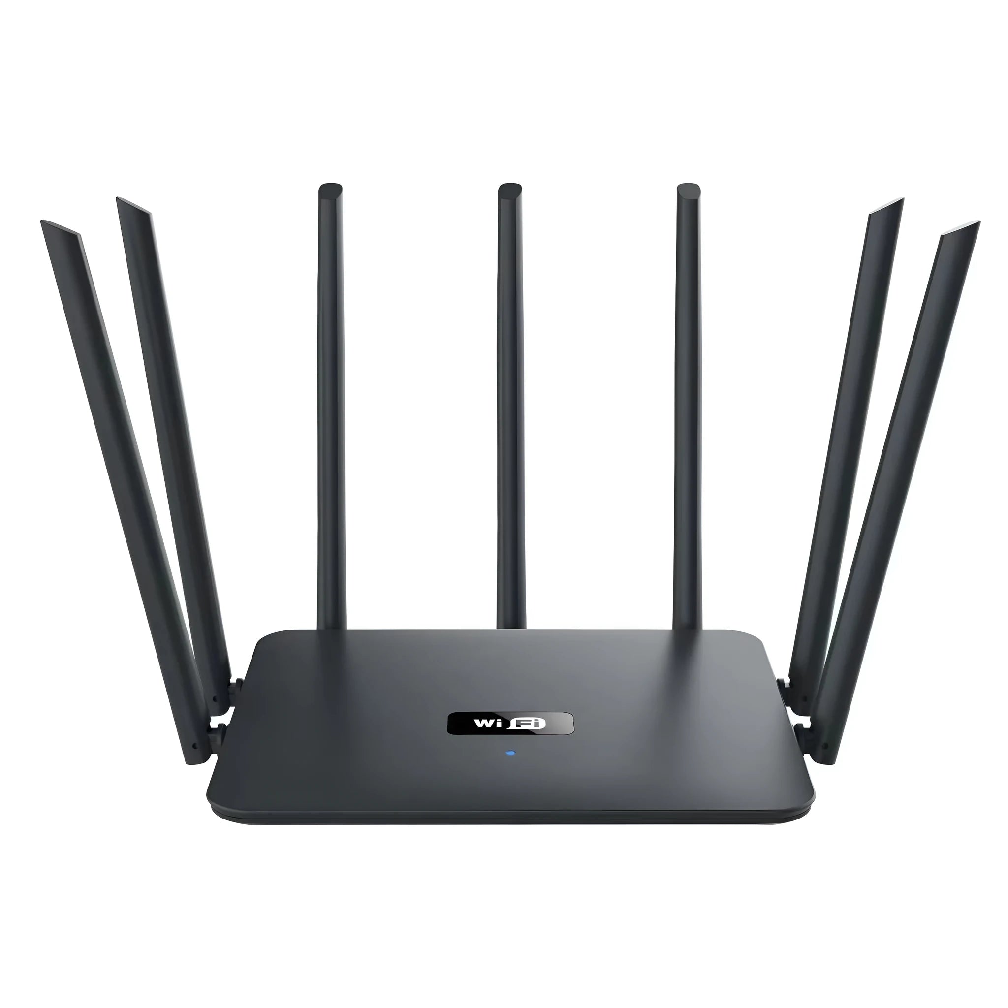 Black and white dual-band 5G WiFi router with multiple antennas for through-wall home coverage