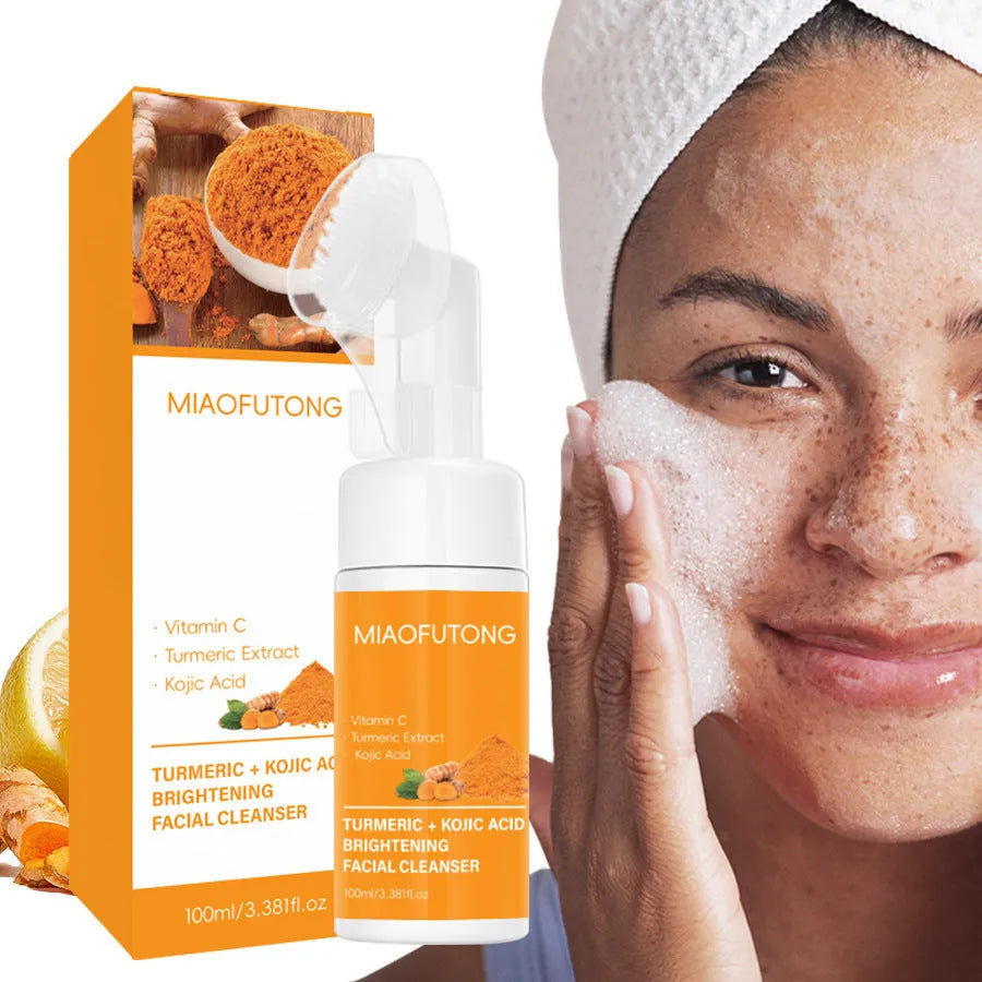 Turmeric Cleansing Mousse Facial Set with ginger soap and 30 reusable pads in 490g complete kit