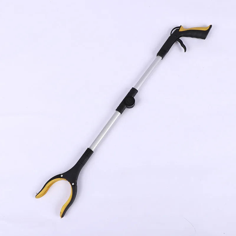 Folding aluminium rubbish clamp with extended arm and magnetic pick-up head in blue handle colour
