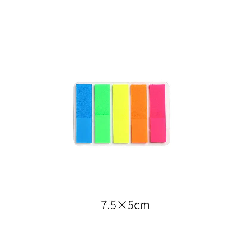 Assorted adhesive stickers and sticky notes showing grid formats and colourful designs with A6 ruler versions
