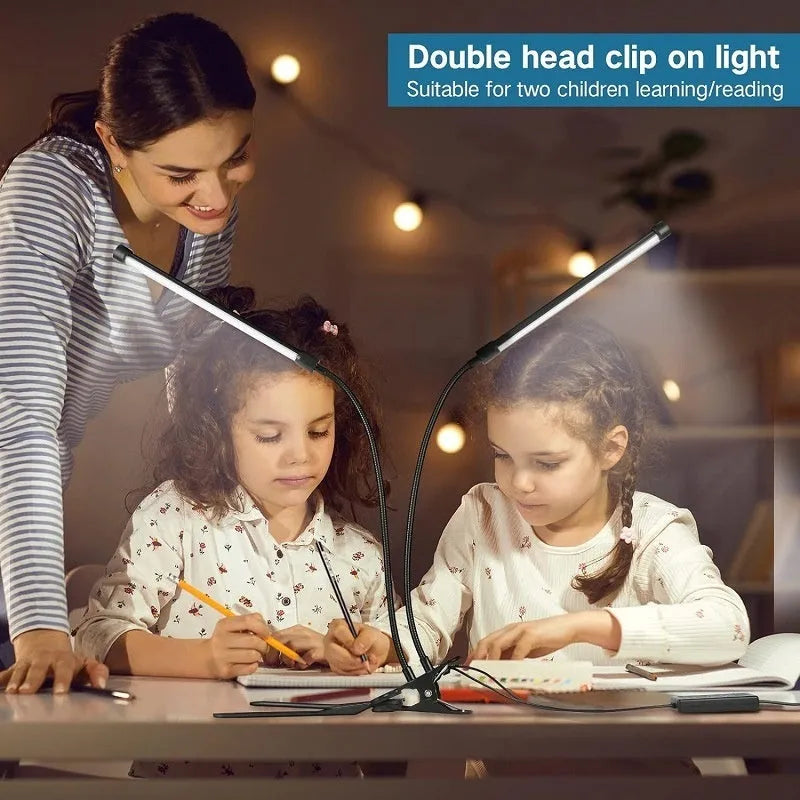 Black and white USB LED desk lamp with 26cm length for student dormitory study lighting