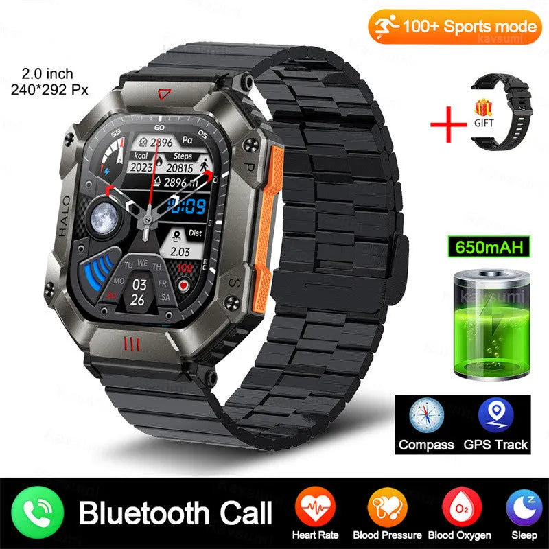 Android smart watch for women with GPS, titanium case, and a selection of band styles on display.
