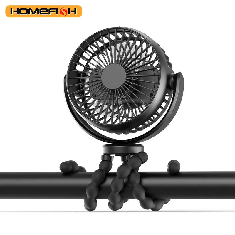HOMEFISH F2 automatic shake head handheld fan with LED light and removable bracket