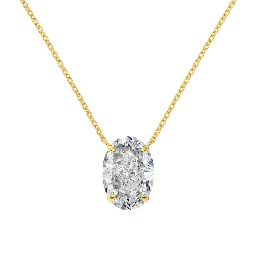 S925 sterling silver oval ice flower necklace in gold or platinum electroplated finish