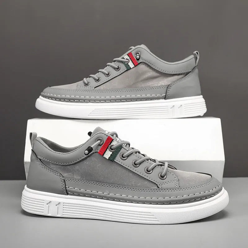 Men's high-cut canvas sneakers in grey, black, or green with a bandage dress style and round toe.