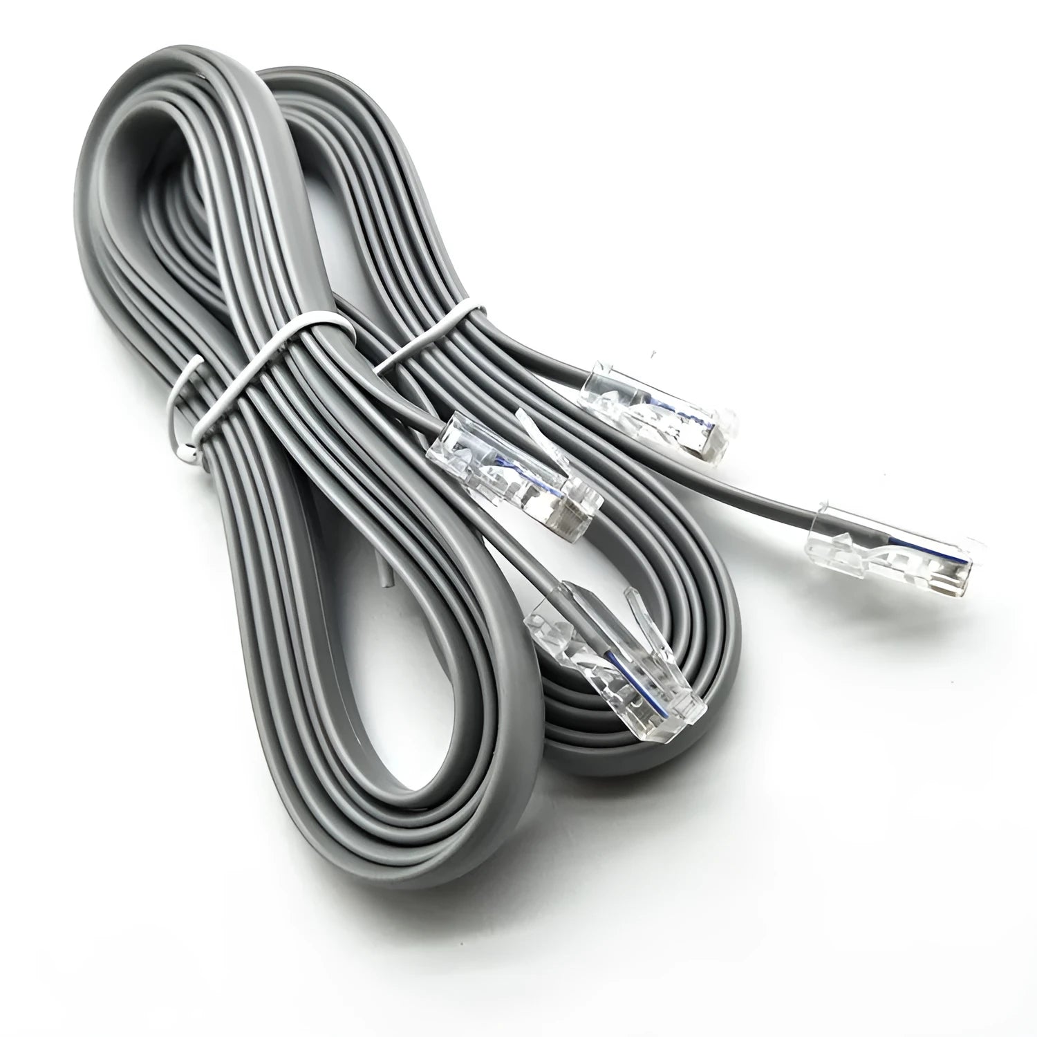 Silver grey CAT6 Ethernet cable with RJ45 connectors measuring 2 metres in length