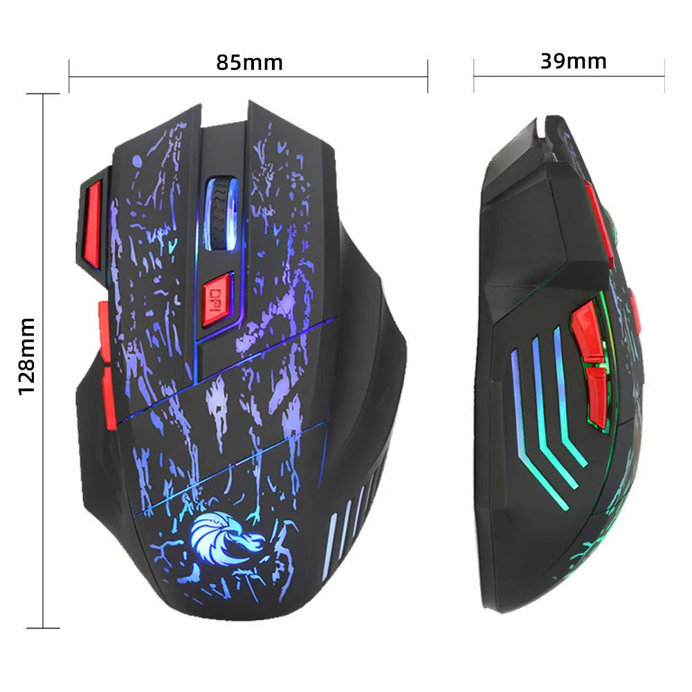 Colourful luminous gaming mouse with ergonomic design and USB cable