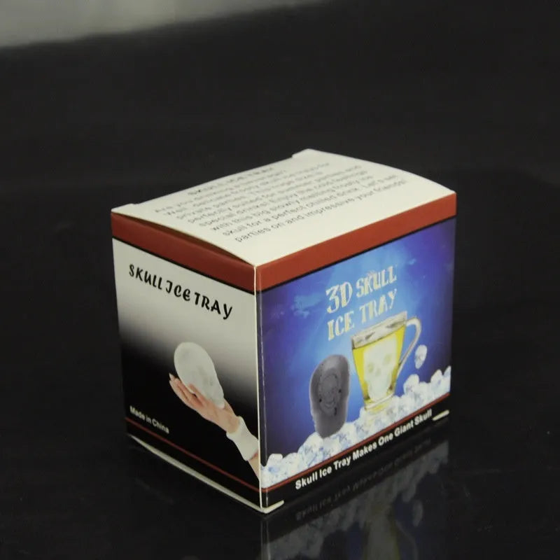Food grade silicone ice cube tray showing 3D skull cavity shape