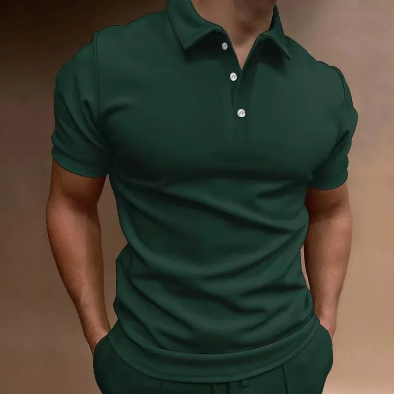 Men's loose fit cotton blend t-shirt with button front detail in multiple colour options