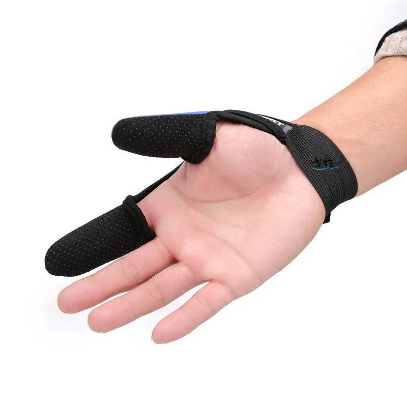 Fishing two finger gloves showing microfiber palm and diving cloth back in black colour