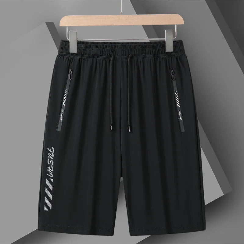 Men's quick-dry loose fit sports shorts in black grey white colours